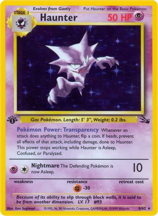 Haunter (6) 6/62 - Fossil 1st Edition Holofoil