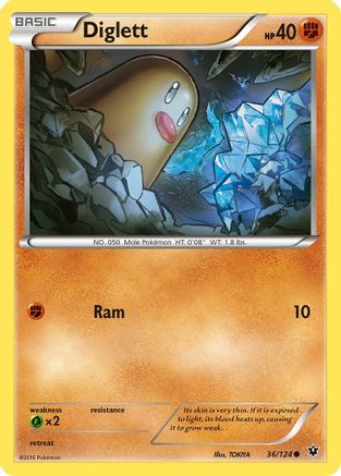 Diglett 36/124 - XY  Fates Collide Reverse Holofoil