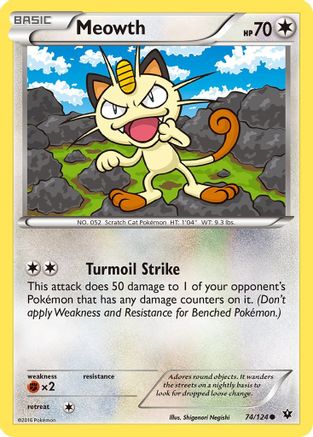 Meowth 74/124 - XY  Fates Collide Reverse Holofoil