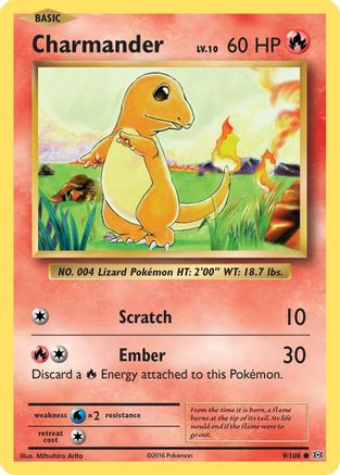 Charmander 9/108 - XY  Evolutions Reverse Holofoil