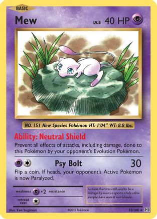 Mew 53/108 - XY  Evolutions Holofoil