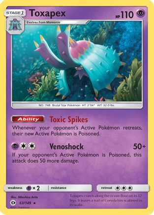 Toxapex 63/149 - SM Base Set Reverse Holofoil