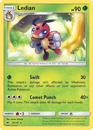 Ledian 10/147 - SM  Burning Shadows Reverse Holofoil