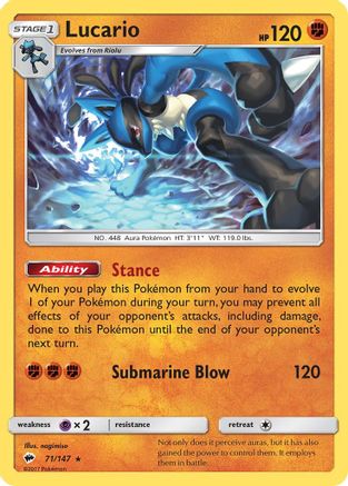 Lucario 71/147 - SM  Burning Shadows Holofoil