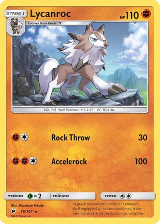 Lycanroc (76) 76/147 - SM  Burning Shadows Reverse Holofoil