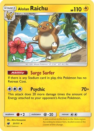 Alolan Raichu 31/111 - SM  Crimson Invasion Reverse Holofoil