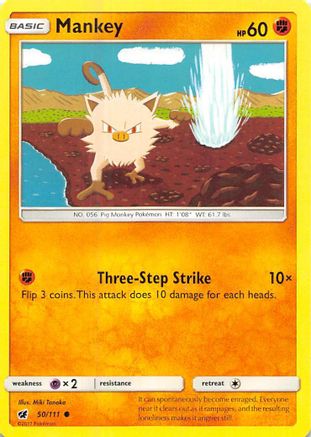 Mankey 50/111 - SM  Crimson Invasion Reverse Holofoil