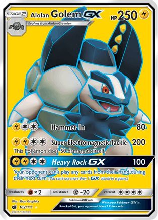 Alolan Golem GX (Full Art) 102/111 - SM  Crimson Invasion Holofoil