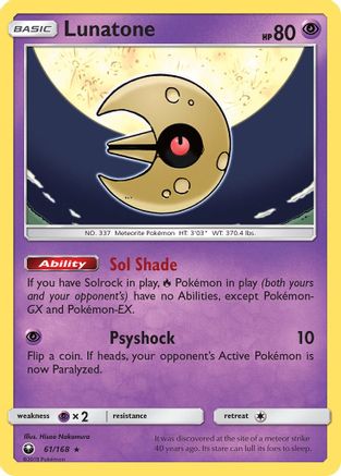 Lunatone 61/168 - SM  Celestial Storm Reverse Holofoil