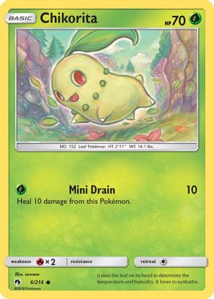 Chikorita (6) 6/214 - SM  Lost Thunder Reverse Holofoil