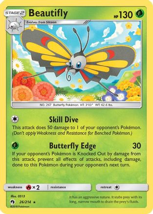 Beautifly 26/214 - SM  Lost Thunder Reverse Holofoil