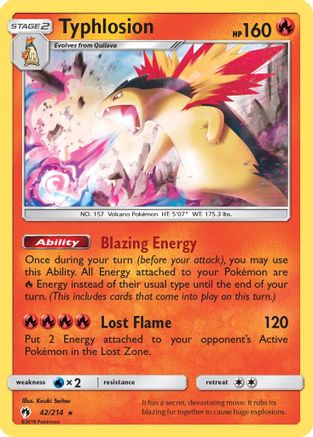 Typhlosion 42/214 - SM  Lost Thunder Reverse Holofoil