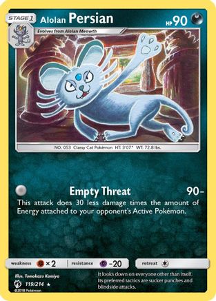 Alolan Persian 119/214 - SM  Lost Thunder Reverse Holofoil