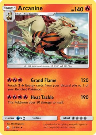 Arcanine 22/214 - SM  Unbroken Bonds Holofoil