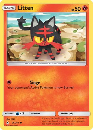 Litten (26) 26/214 - SM  Unbroken Bonds Reverse Holofoil
