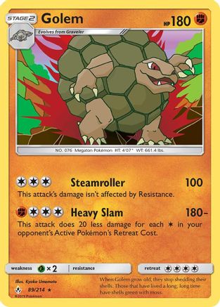Golem 89/214 - SM  Unbroken Bonds Reverse Holofoil