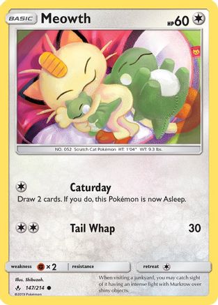 Meowth 147/214 - SM  Unbroken Bonds Reverse Holofoil