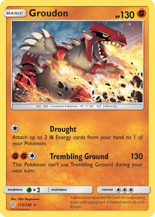 Groudon 113/236 - SM  Cosmic Eclipse Reverse Holofoil