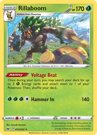 Rillaboom (014) 14/202 - SWSH01 Sword & Shield Base Set Reverse Holofoil