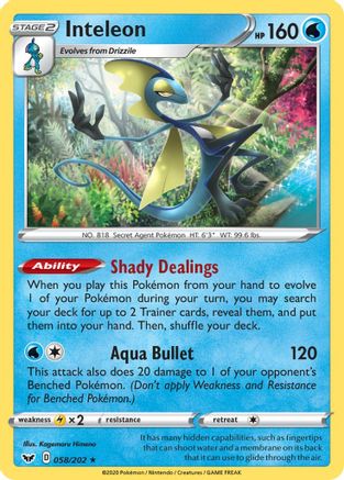 Inteleon (058) 58/202 - SWSH01 Sword & Shield Base Set Holofoil