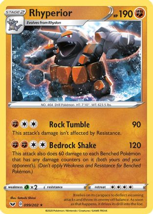 Rhyperior 99/202 - SWSH01 Sword & Shield Base Set Holofoil