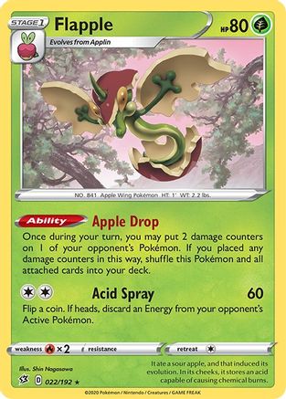Flapple 22/192 - SWSH02 Rebel Clash Reverse Holofoil