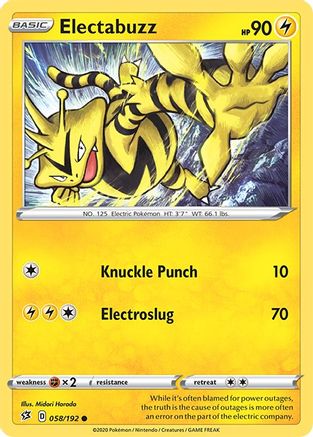 Electabuzz 58/192 - SWSH02 Rebel Clash Reverse Holofoil