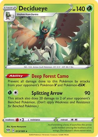Decidueye 13/189 - SWSH03 Darkness Ablaze Reverse Holofoil