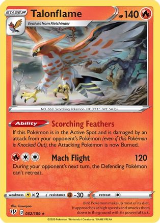 Talonflame 32/189 - SWSH03 Darkness Ablaze Reverse Holofoil