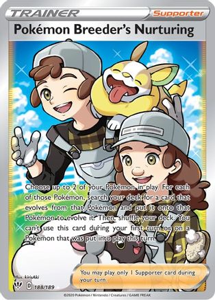Pokemon Breeder's Nurturing (Full Art) 188/189 - SWSH03 Darkness Ablaze Holofoil