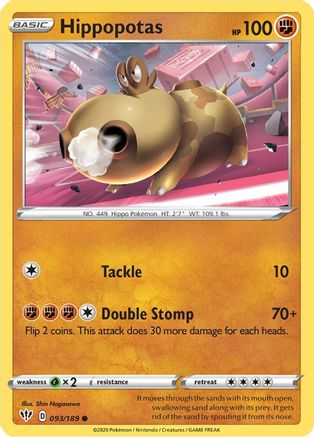 Hippopotas 93/189 - SWSH03 Darkness Ablaze Reverse Holofoil