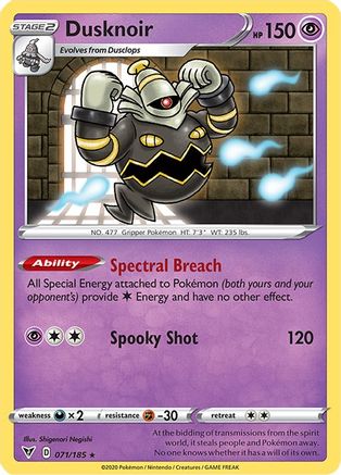 Dusknoir 71/185 - SWSH04 Vivid Voltage Reverse Holofoil