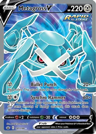 Metagross V (Full Art) 181/198 - SWSH06 Chilling Reign Holofoil