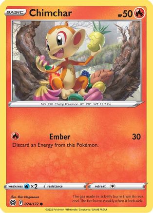 Chimchar 24/172 - SWSH09 Brilliant Stars Reverse Holofoil