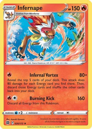 Infernape 26/172 - SWSH09 Brilliant Stars Reverse Holofoil