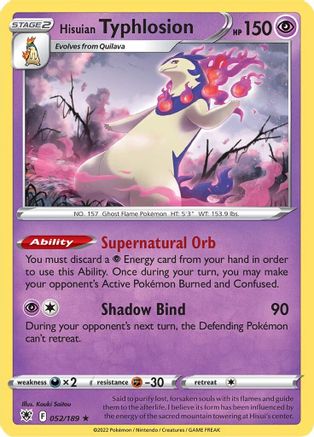 Hisuian Typhlosion 52/189 - SWSH10 Astral Radiance Holofoil