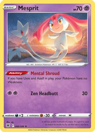 Mesprit 66/189 - SWSH10 Astral Radiance Reverse Holofoil