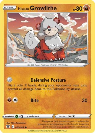 Hisuian Growlithe 70/189 - SWSH10 Astral Radiance