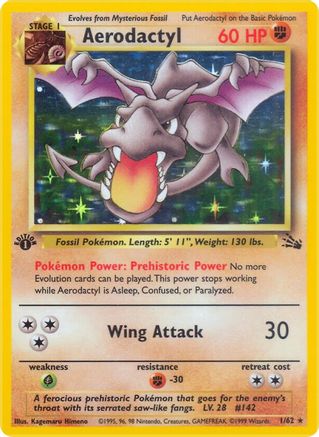 Aerodactyl (1) 1/62 - Fossil Unlimited Holofoil