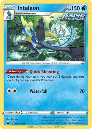 Inteleon - SWSH279 SWSH279/307 - SWSH Sword & Shield Promo Cards Holofoil