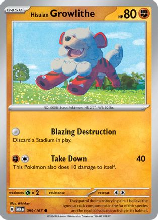 Hisuian Growlithe - 099/167 99 - SV06 Twilight Masquerade Reverse Holofoil