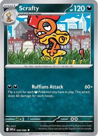 Scrafty - 055/086 55 - SV White Flare Reverse Holofoil