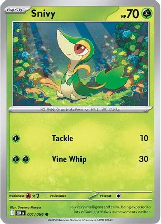 Snivy - 001/086 1 - SV Black Bolt Reverse Holofoil