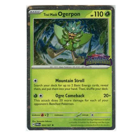 Teal Mask Ogerpon (Twilight Masquerade Stamp) 24 - Miscellaneous Cards & Products Holofoil