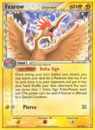 Fearow (Delta Species) 18/100 - Crystal Guardians Reverse Holofoil