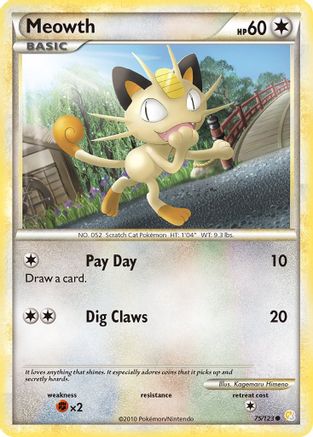 Meowth 75/123 - HeartGold SoulSilver Reverse Holofoil