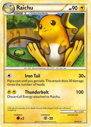Raichu 10/123 - HeartGold SoulSilver Reverse Holofoil