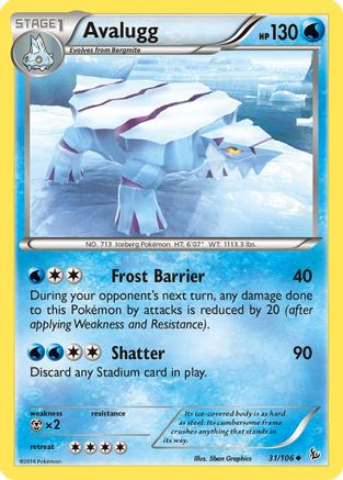 Avalugg 31/106 - XY  Flashfire Reverse Holofoil
