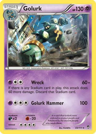 Golurk 43/111 - XY  Furious Fists Reverse Holofoil