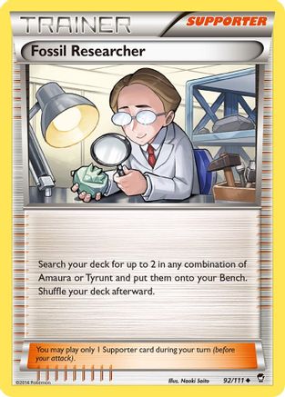 Fossil Researcher 92/111 - XY  Furious Fists Reverse Holofoil